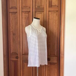 Just Be White & Grey Pullover Sleeveless T-shirt, Size S